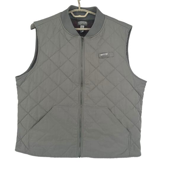 Ocean Coast Gray Quilted Vest Red Gray Ombre Lining Sz XLT - Picture 1 of 8